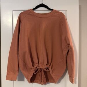 Women's Casual Drawstring Sweatshirt - Terracotta